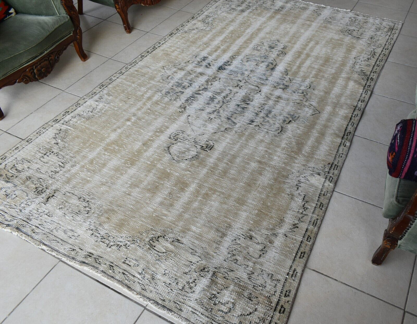 Faded Oushak Rug 5.1x8.9  ft Anatolian Rug Turkish Carpet Boho Floor Rug U18