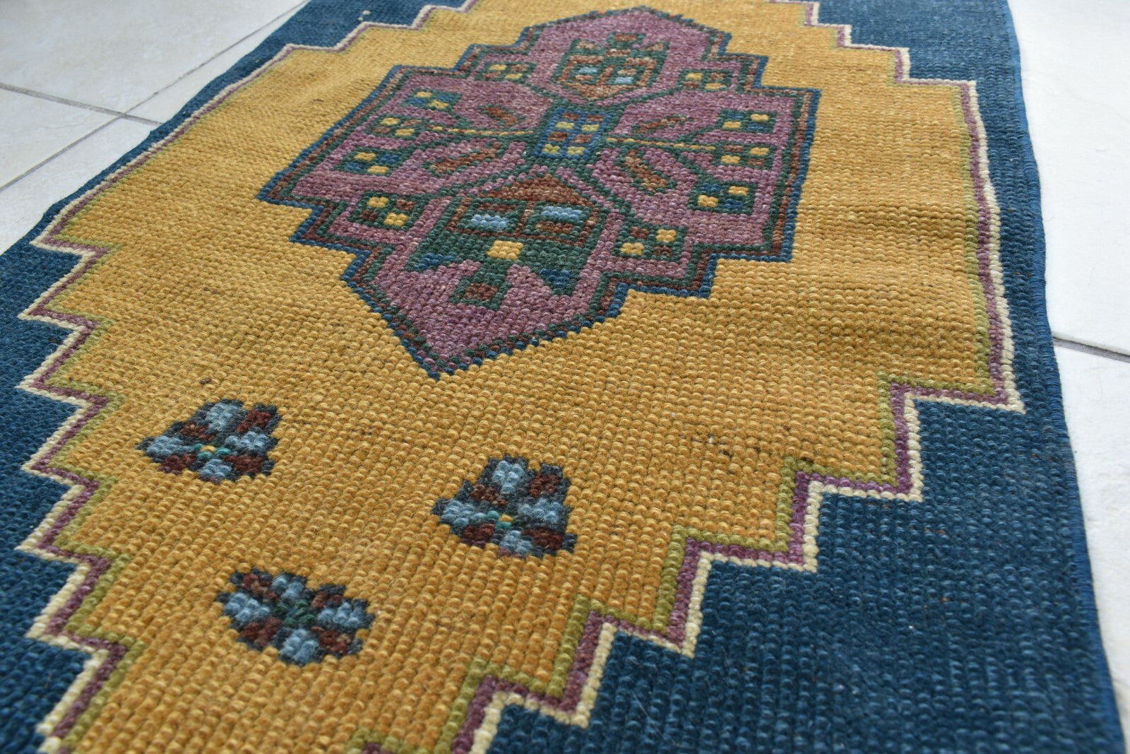 Vintage Runner 2.7x1.5 ft Mini Turkish Rug Oushak Runner Anatolian Runner Y91