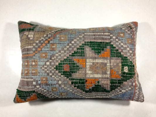 Kilim Pillow Cover 16x24 Tribal Vintage Turkish Carpet Lumbar Pillow Cover 318