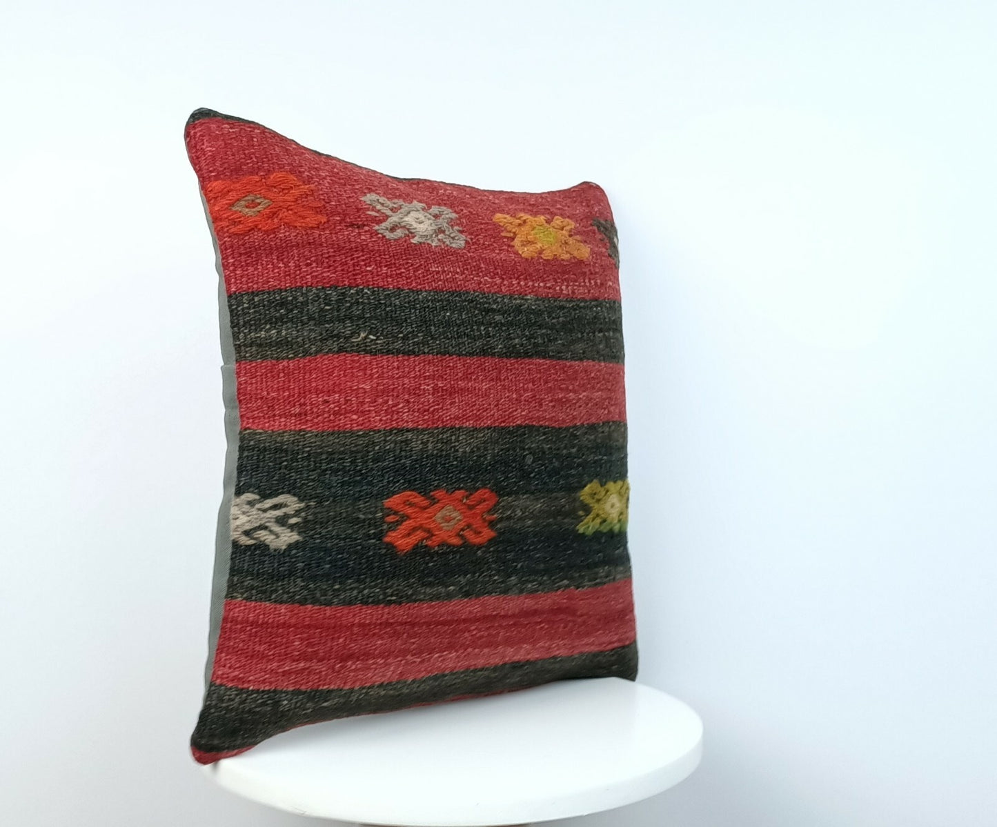 Traditional Kilim Cushion Cover 16x16 Handmade Turkish Tribal Pillow Cover E172