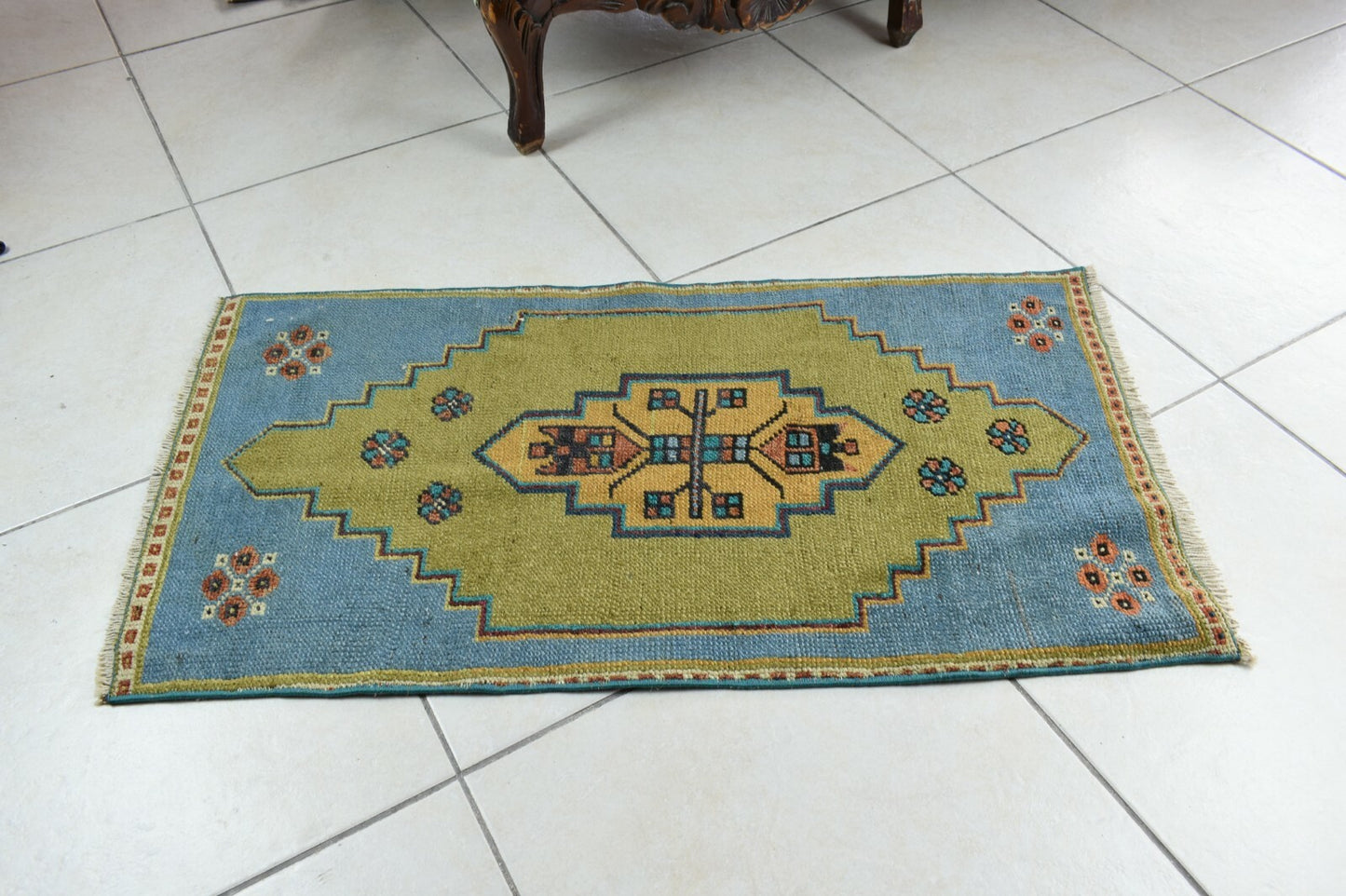 Turkish Runner 3.1x1.6 ft Runner Vintage Oushak Runner Small Faded Runner Y30