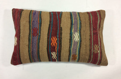 Kilim Pillow Cover 12x20 Handmade Turkish Rug Boho Ethnic Lumbar Cushion 1229