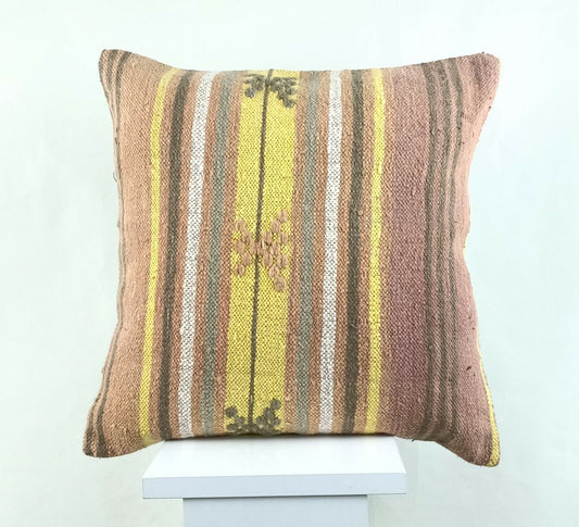 Kilim Pillow Cover 16x16 Oriental Traditional Handmade Bohemian Cushion A1172