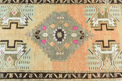 Anatolian Runner 2.8x1.5 ft Vintage Turkish Runner Oushak Runner Rug Y39