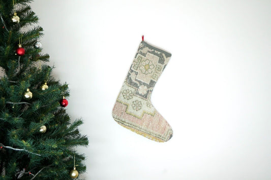 Kilim Christmas Stocking Vintage Rug Stocking Ethnic Decorative Xmas Socks S498