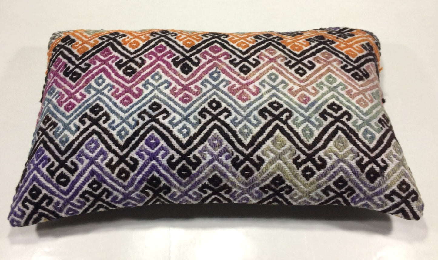 Kilim Pillow Cover 12x20 Handmade Turkish Rug Boho Ethnic Lumbar Cushion 864