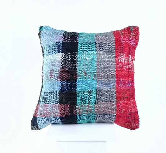 Turkish Handmade Kilim Pillow Cover 16x16 Home Decorative Wool Throw Lumbar A629