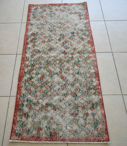 Small Turkish Runner 4.8x2 ft Vintage Runner Hallway Runner Handwoven Runner R13