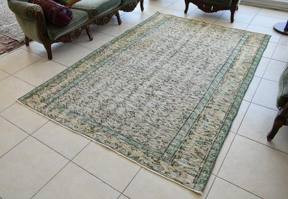 Large Turkish Rug 8.1x5.2 ft Vintage Rug Faded Oushak Rug Living Room Carpet B18