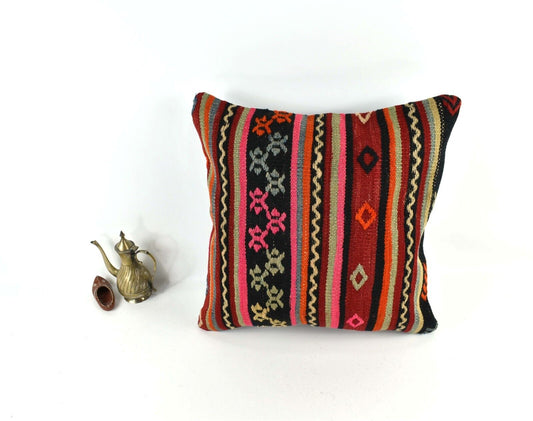 20x20 Kilim Pillow Cover Handmade Vintage Oushak Kilim Cushion Cover 3541