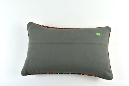 Kilim Pillow Cover 12x20 Handmade Turkish Rug Boho Ethnic Lumbar Cushion 3311