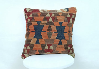 Kilim Pillow Cover 18x18 Anatolian Handmade Traditional Ottoman Cushion  A395