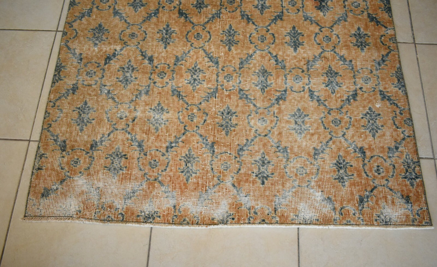 Oushak Runner 7.6x3.8 ft Handwoven Turkish Runner Vintage Runner Floor Rug R02