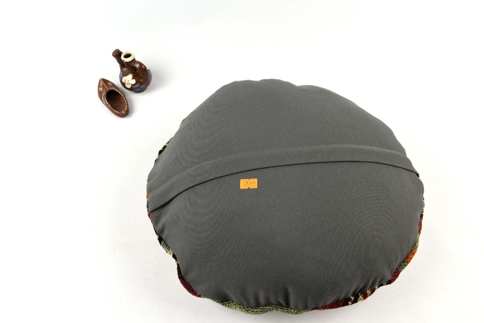 Kilim Round Pillow Cover 18" in Tribal Vintage Turkish Carpet Round Cushion 4950