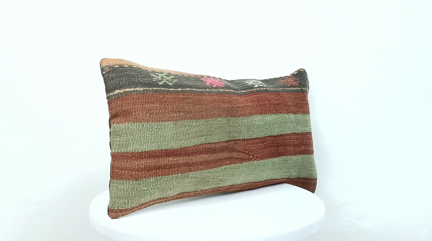 Turkish Cushion Cover 8x16 Handmade Vintage Boho Ethnic Throw Pillow Case E358