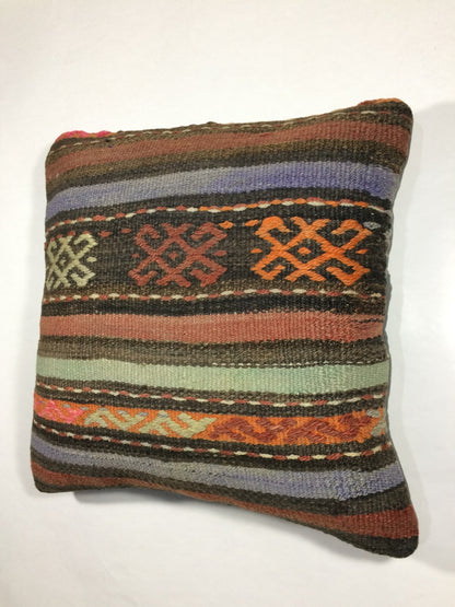 18"x18" Kilim Pillow Cover  Handmade Turkish Vintage Cushion Tribal Lumbar 721