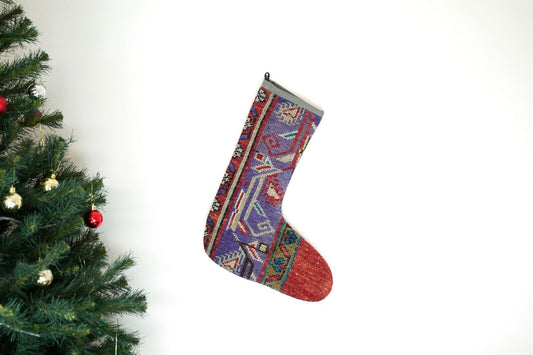 Kilim Christmas Stocking Vintage Rug Stocking Ethnic Decorative Xmas Socks S543