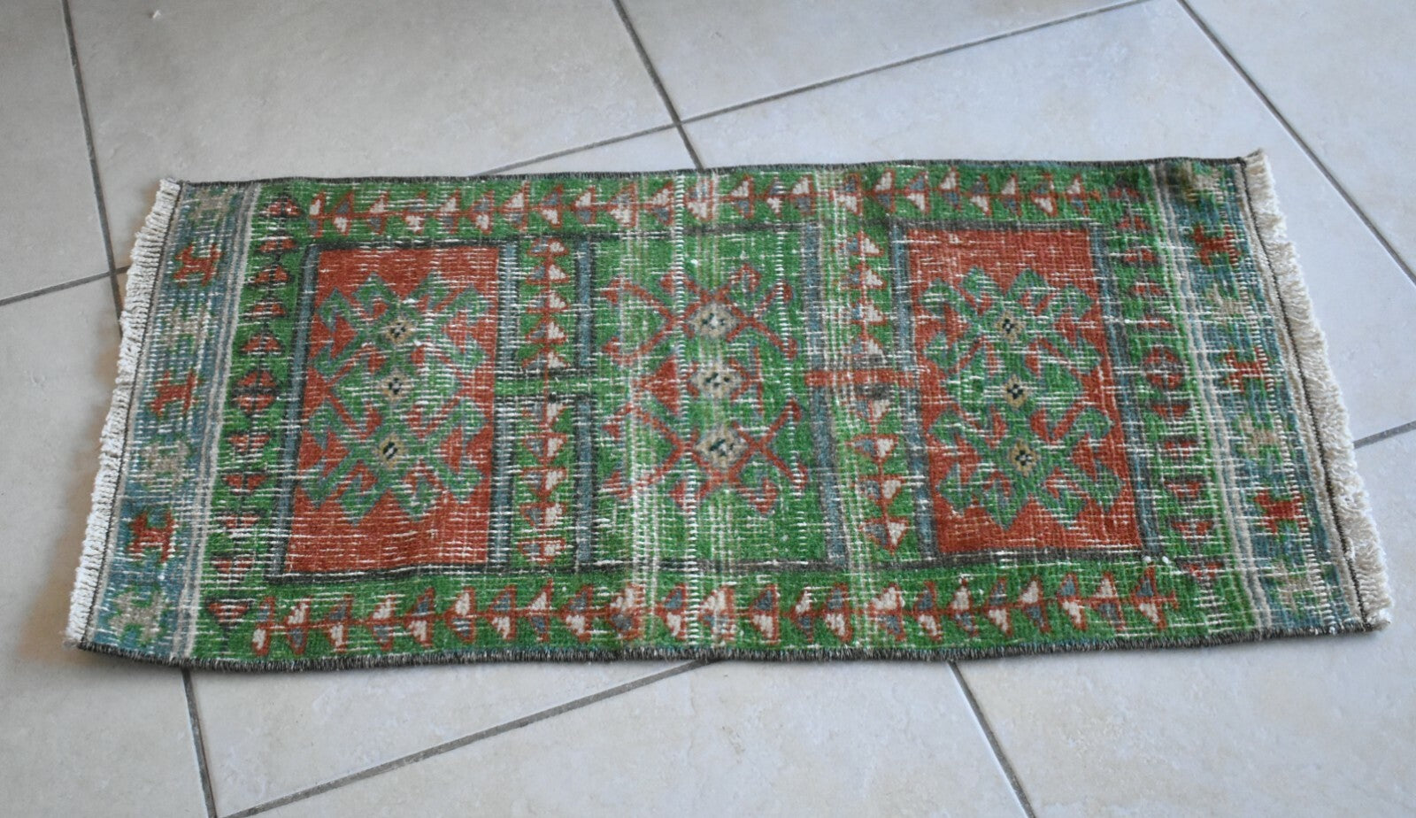 Small Turkish Runner 2.5x1.2 ft Vintage Oushak Rug Anatolian Rug Faded Rug Y04