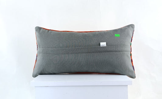 10x20 Kilim Lumbar Pillow Cover Vintage Ethnic Oushak Kilim Pillow Cover E1108