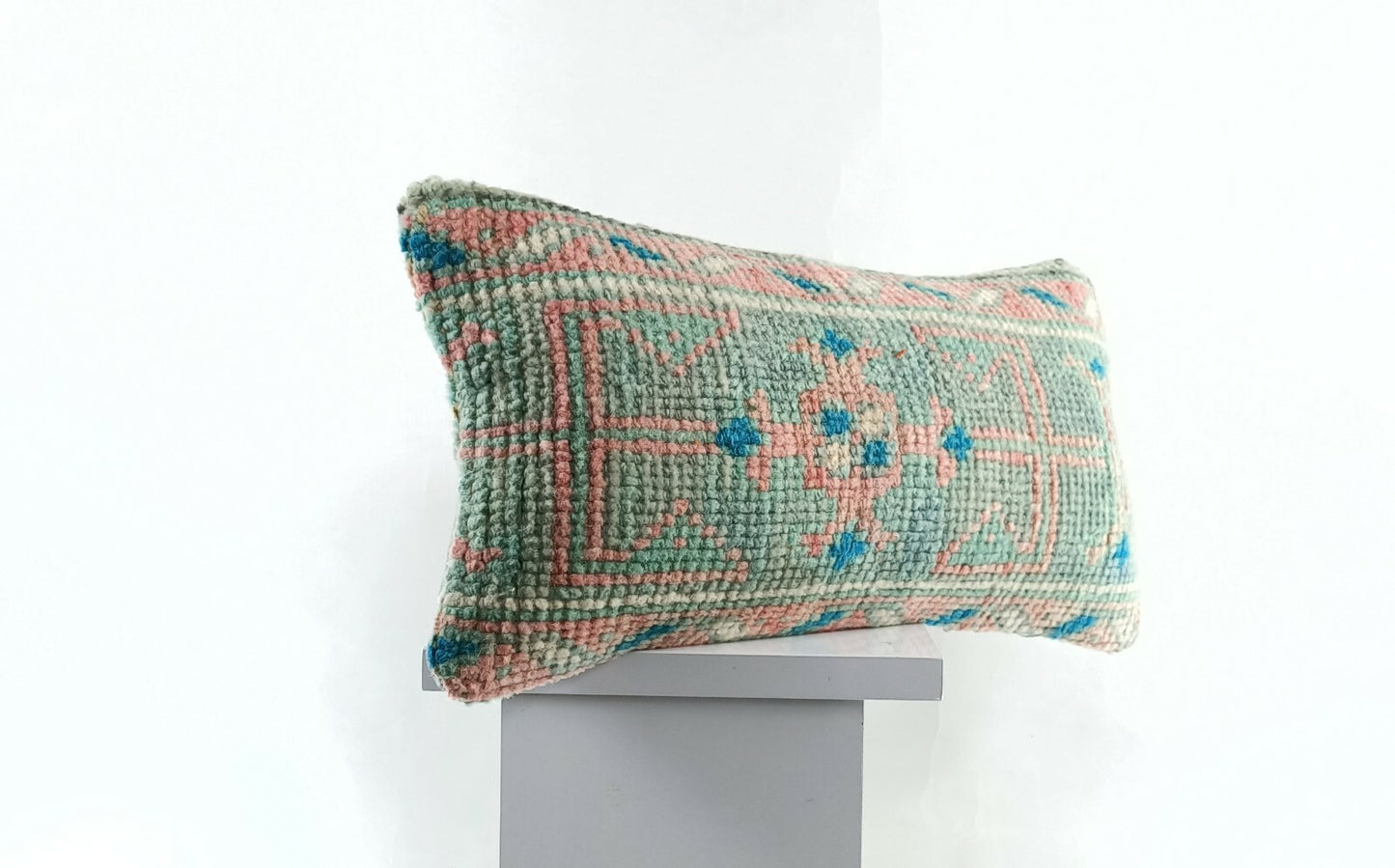 Anatolian Traditional Kilim Lumbar Pillow 8x16 Handmade Tribal Throw Pillow E759
