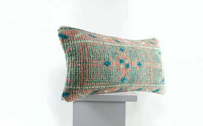 Anatolian Traditional Kilim Lumbar Pillow 8x16 Handmade Tribal Throw Pillow E759