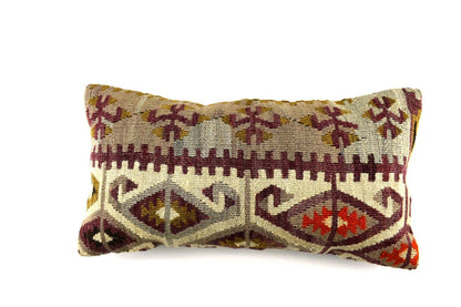 10x20 Kilim Lumbar Pillow Cover Vintage Ethnic Oushak Kilim Pillow Cover A3019