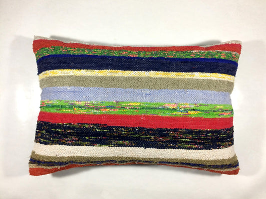 Kilim Pillow Cover 16x24 Tribal Vintage Turkish Carpet Lumbar Pillow Cover 319