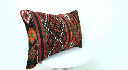 Kilim Pillow Cover 12x20 Turkish Handmade Sofa Couch Floor Lumbar Cushion E522