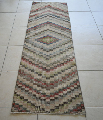 Long Turkish Runner 6.8x2 ft Vintage Runner Hallway Runner Handwoven Runner R11