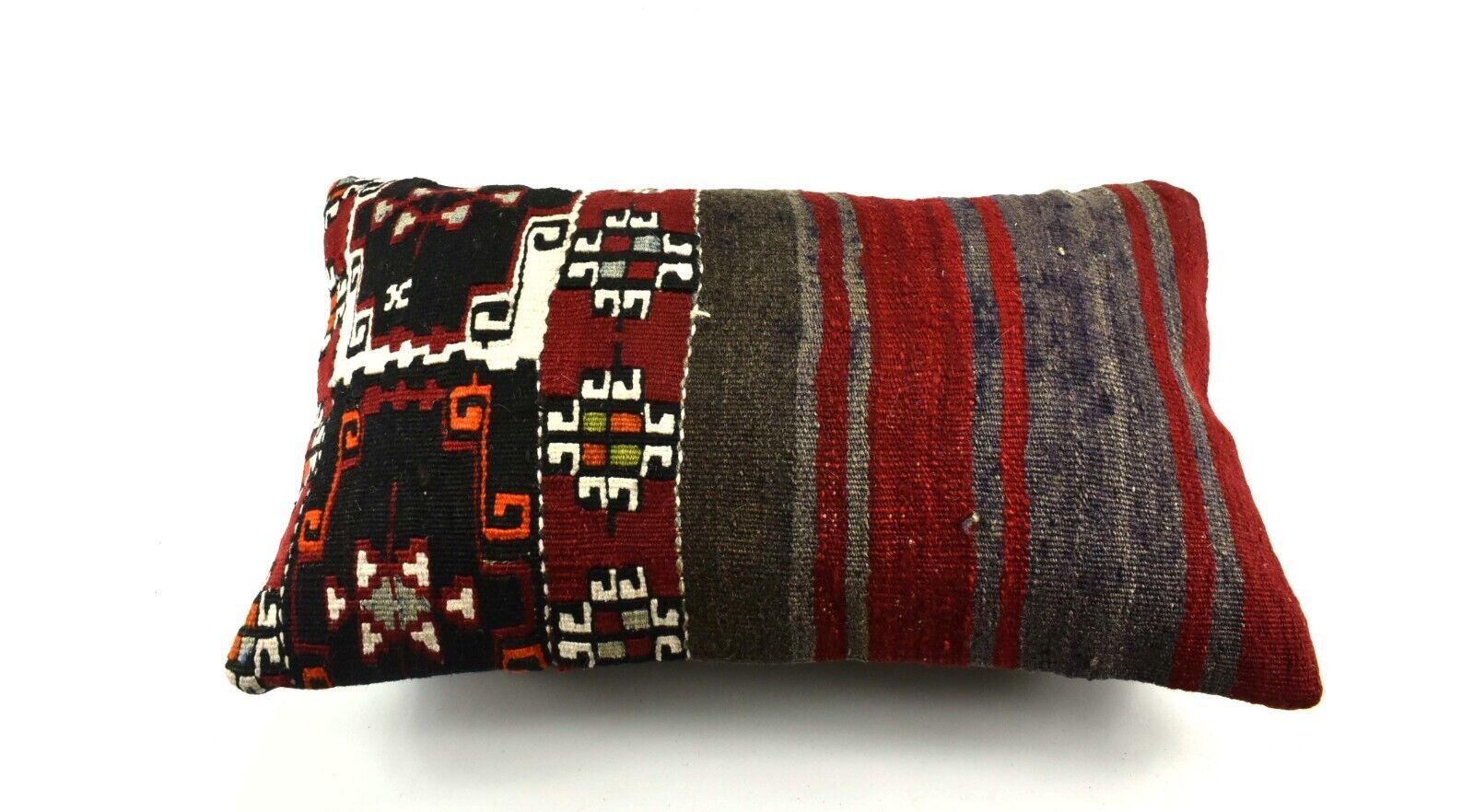 Kilim Pillow Cover 12x20 Handmade Turkish Rug Boho Ethnic Lumbar Cushion 3838