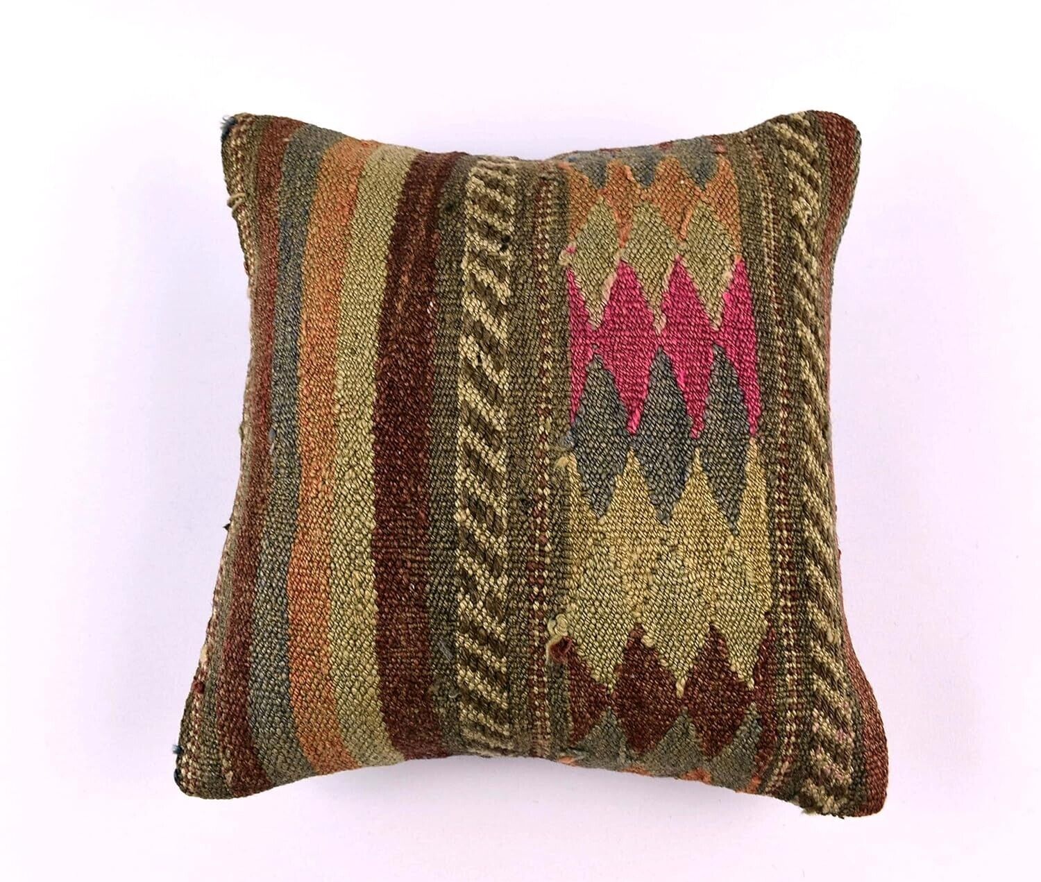 14"x14" Kilim Pillow Cover Handmade Turkish Tribal Ethnic Boho Rug Cushion 4565