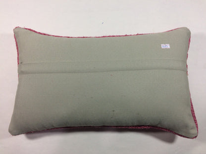 Kilim Pillow Cover 12x20 Handmade Turkish Rug Boho Ethnic Lumbar Cushion 1473