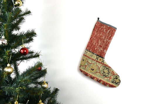 Kilim Christmas Stocking Vintage Rug Stocking Ethnic Decorative Xmas Socks S675