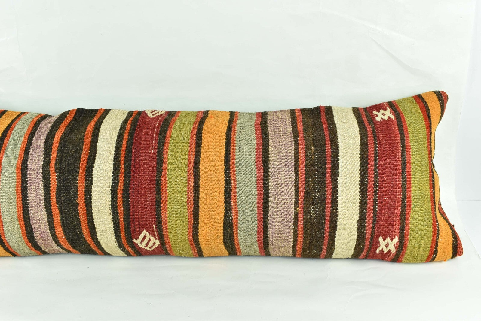 Extra Large Kilim Pillow Cover 16x48 Handmade Ethnic Boho Oriental Lumbar 3236
