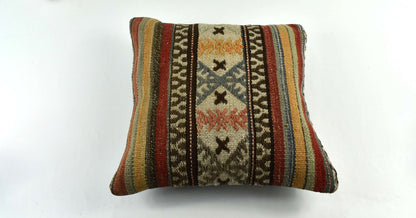 18"x18" Kilim Pillow Cover  Handmade Turkish Vintage Cushion Tribal Lumbar 3417