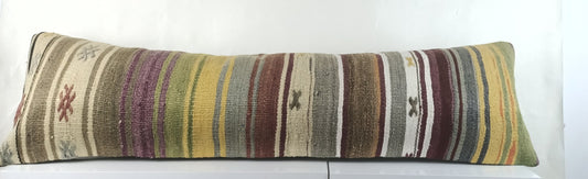 Long Kilim Pillow Cover 12x42 Vintage Ethnic Decorative Kilim Lumbar 2802