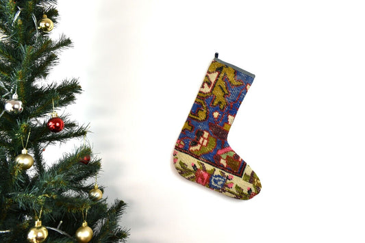 Kilim Christmas Stocking Vintage Rug Stocking Ethnic Decorative Xmas Socks S767