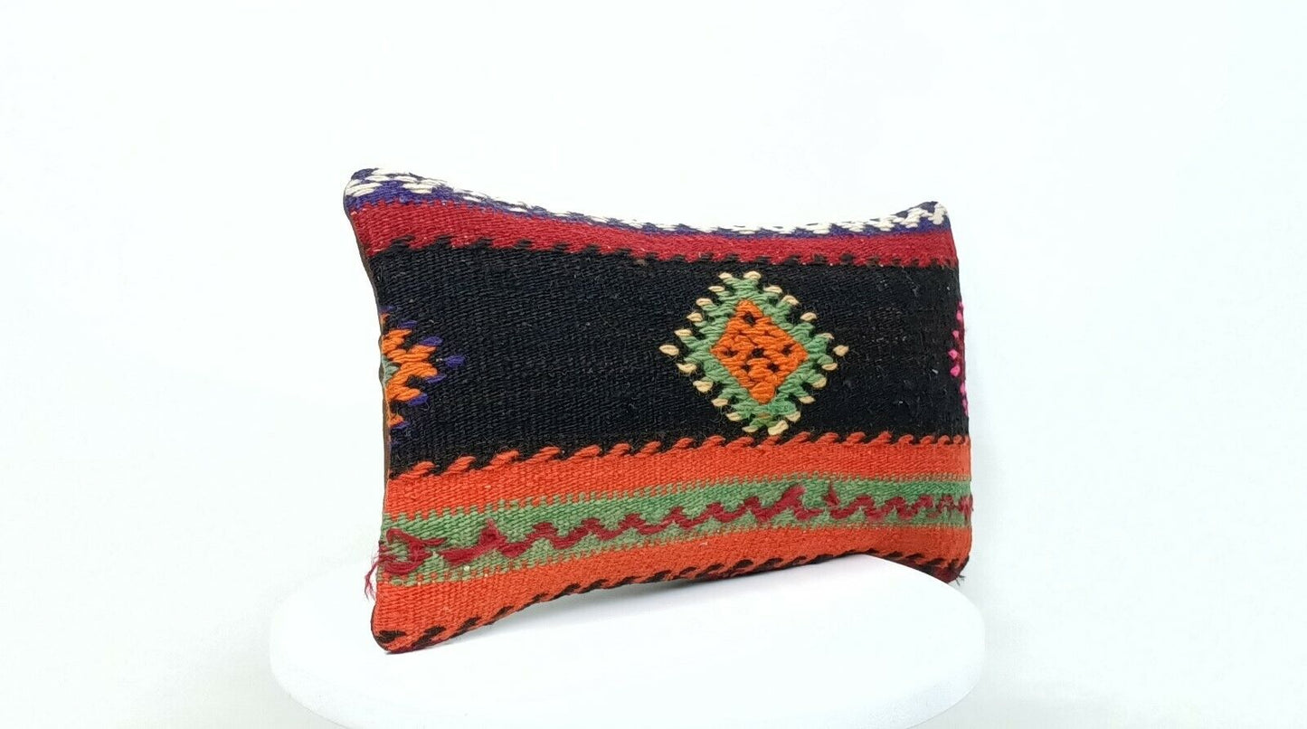 8x16 Handmade Turkish Kilim Pillow Cover Ethnic Tribal Kilim Lumbar Cushion E361