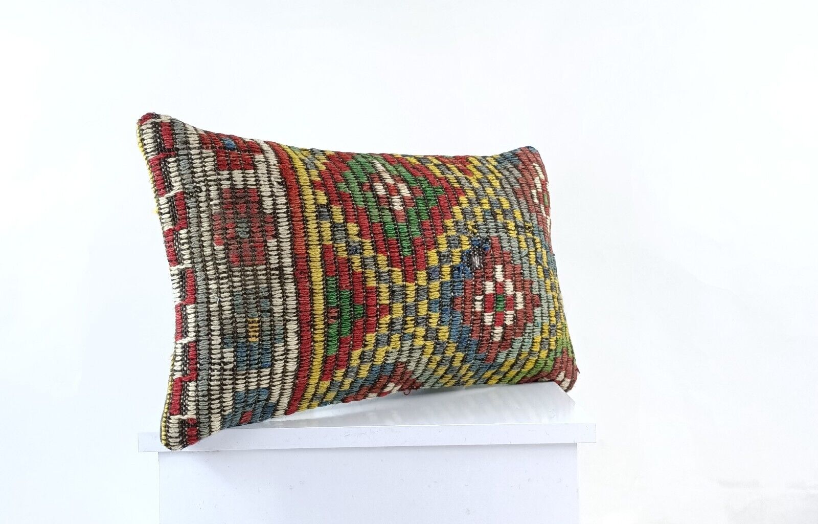 Kilim Pillow Cover 12x20 Turkish Handmade Sofa Couch Floor Lumbar Cushion E1057