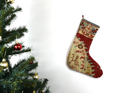 Kilim Christmas Stocking Vintage Rug Stocking Ethnic Decorative Xmas Socks S648