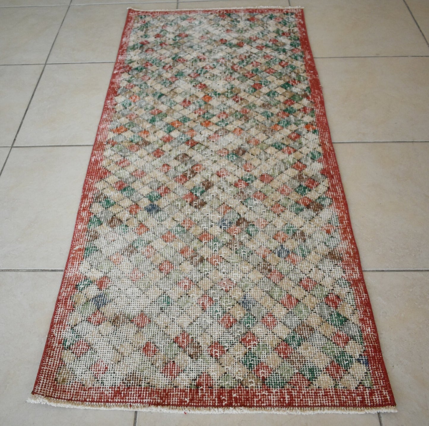Small Turkish Runner 4.8x2 ft Vintage Runner Hallway Runner Handwoven Runner R13