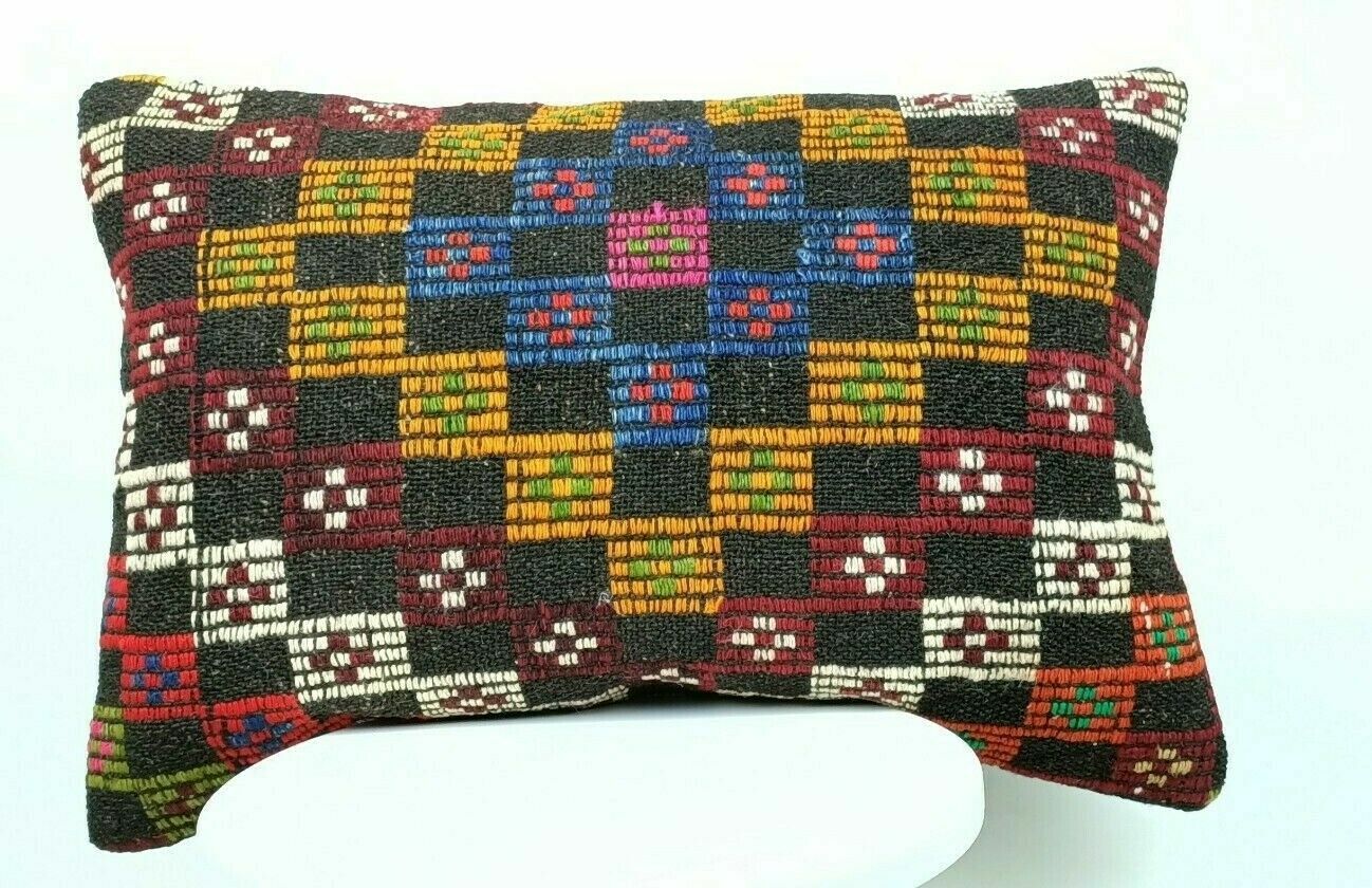 Kilim Lumbar Pillow Handknotted Oushak Rug Oriental Bohemian Ethinc Cushion E509