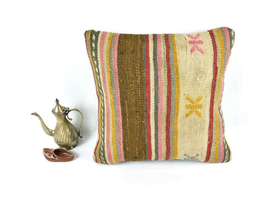 Kilim Pillow Cover 16x16 Home Decorative Vintage Handmade Cushion Cover A1947