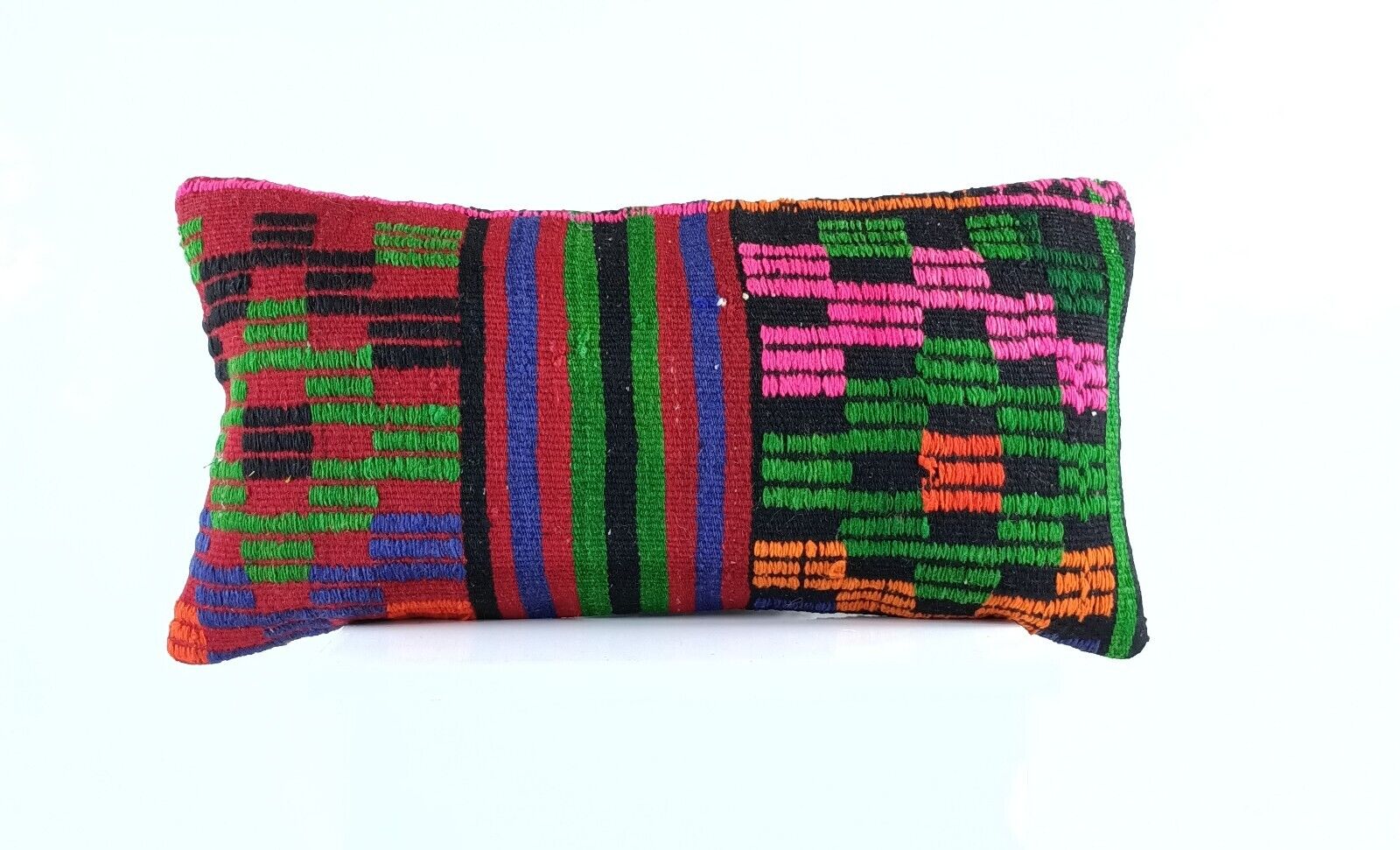 Handmade Turkish Kilim Pillow Cover 12x24 Ethnic Boho Sofa Lumbar Cushion E999