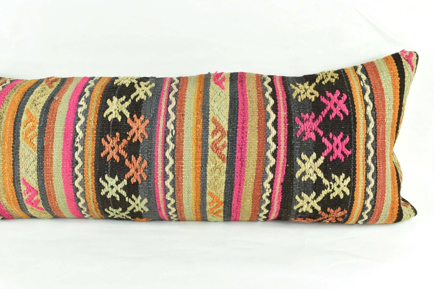 Extra Large Kilim Pillow Cover 16x48 Handmade Ethnic Boho Oriental Lumbar 3240