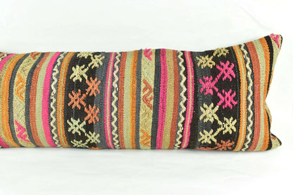 Extra Large Kilim Pillow Cover 16x48 Handmade Ethnic Boho Oriental Lumbar 3240