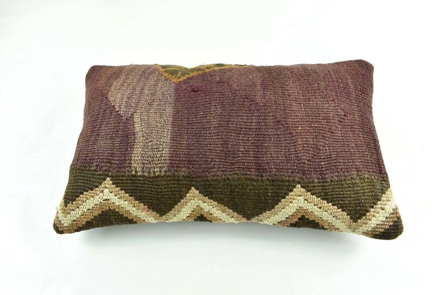 Kilim Pillow Cover 12x20 Turkish Handmade Vintage Couch Lumbar Cushion  A1816