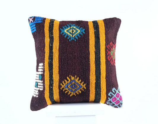 16x16 Ethnic Vintage Turkish Rug Pillow Cover Home Decorative Boho Cushion E838