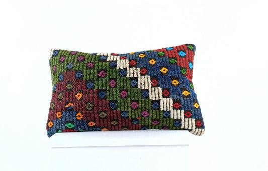 Kilim Pillow Cover 12x20 Turkish Handmade Sofa Couch Floor Lumbar Cushion E980