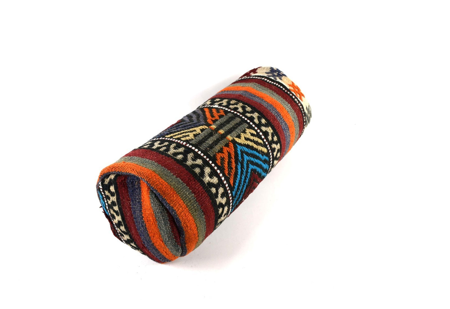 Kilim Bolster Pillow Cover 8x20 in Tribal Vintage Turkish Carpet Bolster Cushion
